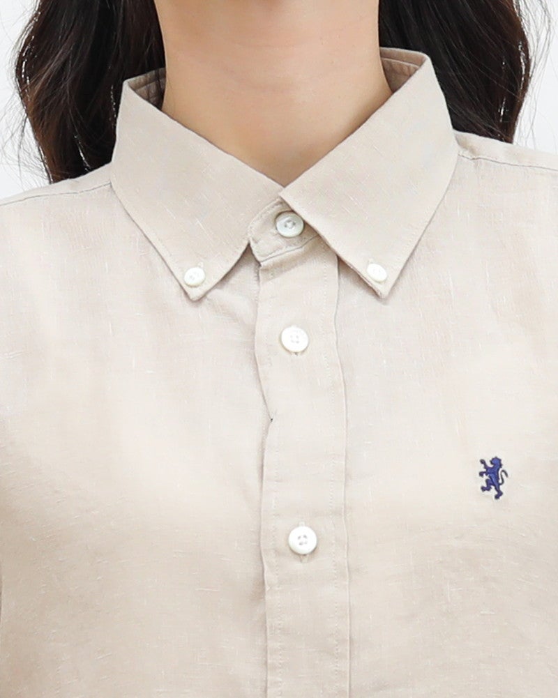 ［GYMPHLEX］ショート丈リネン半袖シャツ