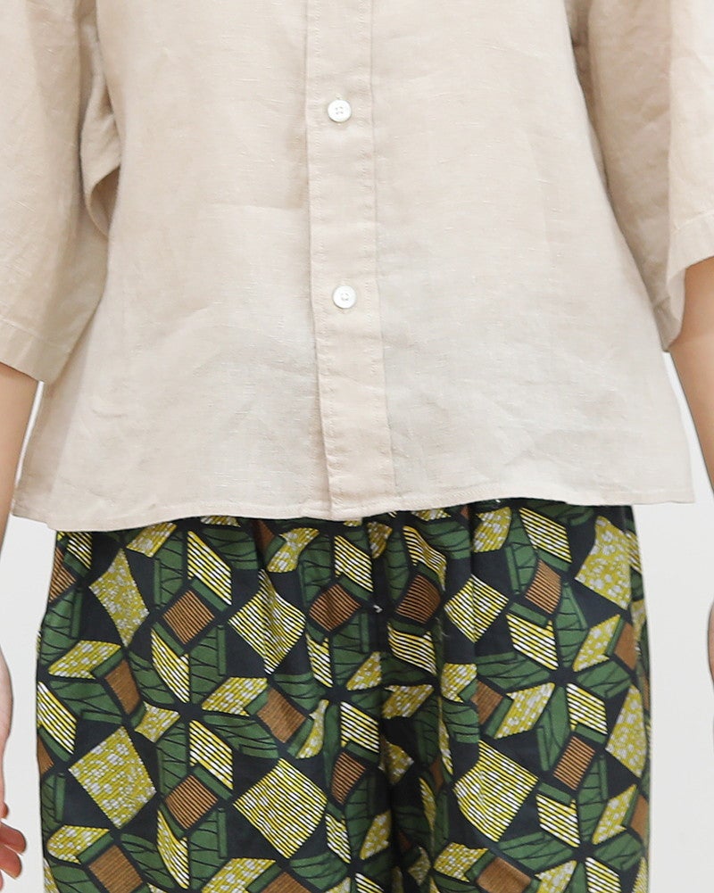 ［GYMPHLEX］ショート丈リネン半袖シャツ