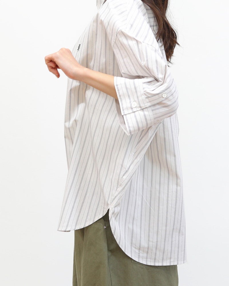 GYMPHLEX］コットンストライプウォッシャーフィニッシュシャツ／ジム