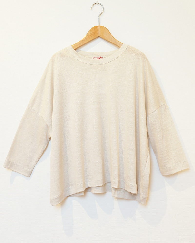 ［mao made］ベルギーリネン7分袖ワイドTEE