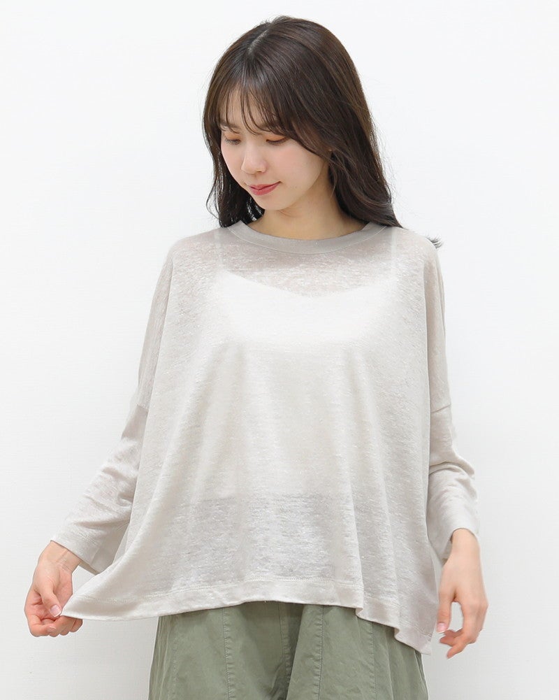 ［mao made］ベルギーリネン7分袖ワイドTEE