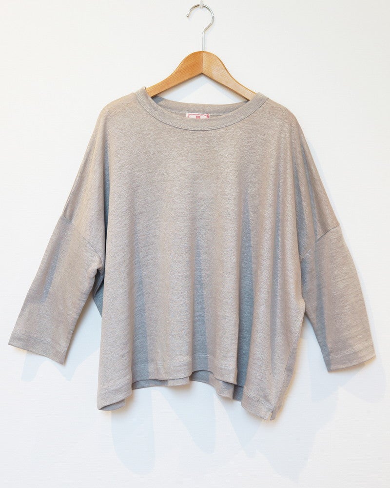 ［mao made］ベルギーリネン7分袖ワイドTEE