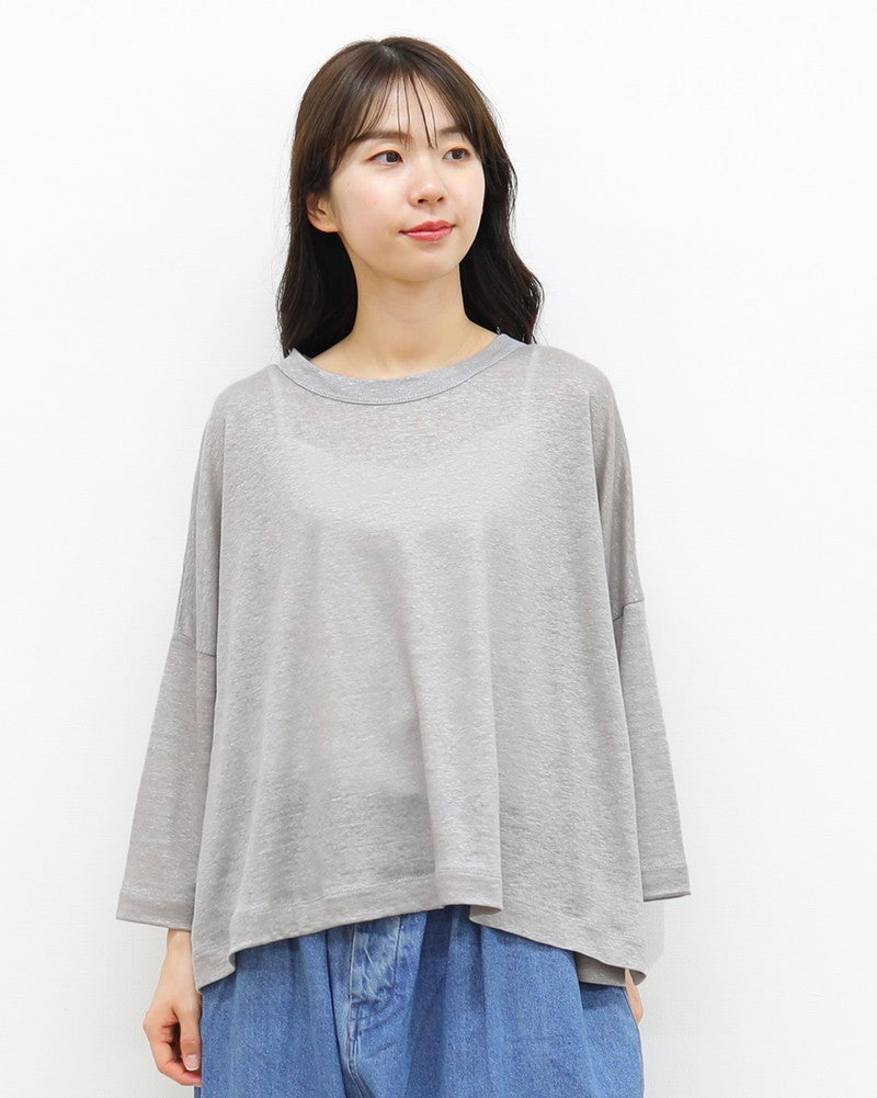 ［mao made］ベルギーリネン7分袖ワイドTEE