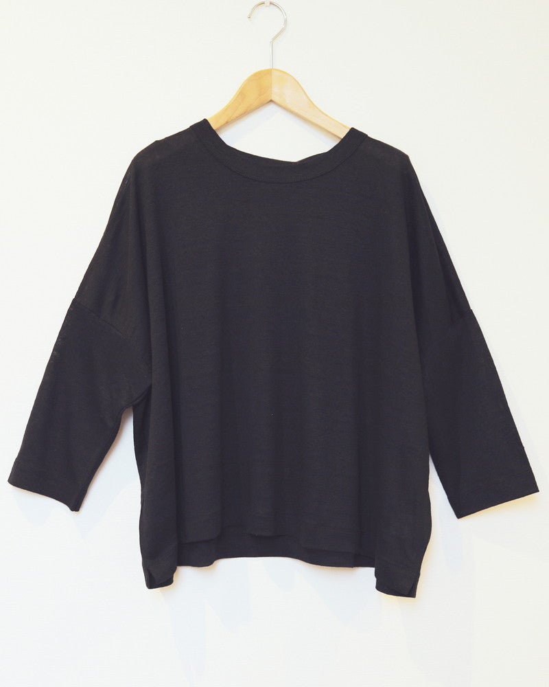 ［mao made］ベルギーリネン7分袖ワイドTEE