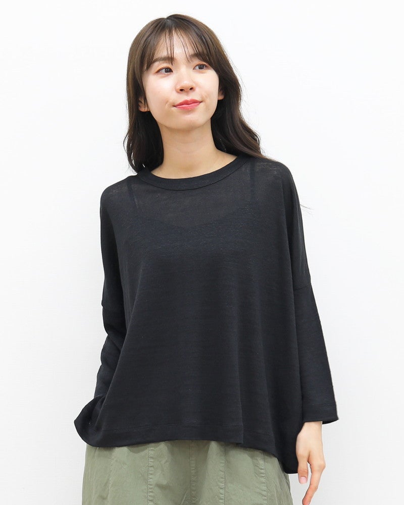 ［mao made］ベルギーリネン7分袖ワイドTEE