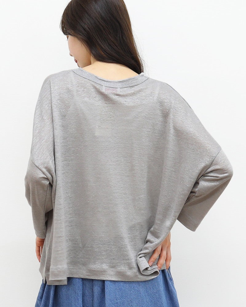 ［mao made］ベルギーリネン7分袖ワイドTEE