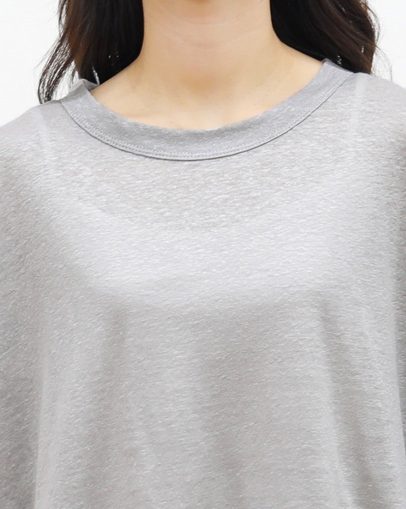 ［mao made］ベルギーリネン7分袖ワイドTEE