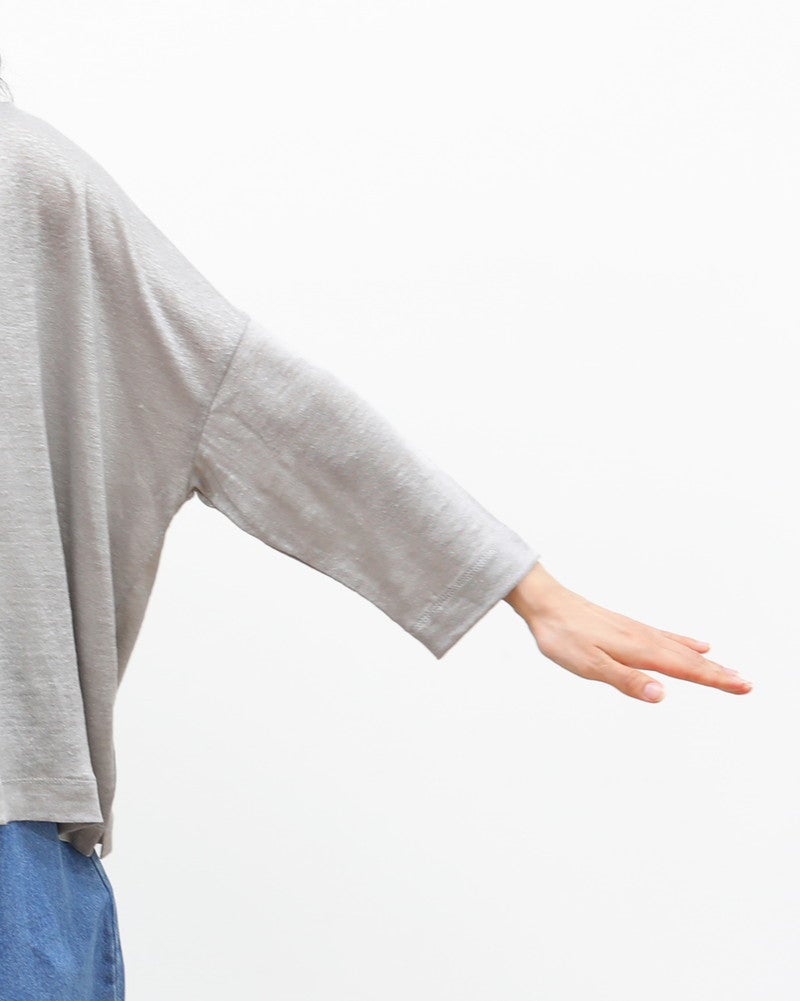 ［mao made］ベルギーリネン7分袖ワイドTEE