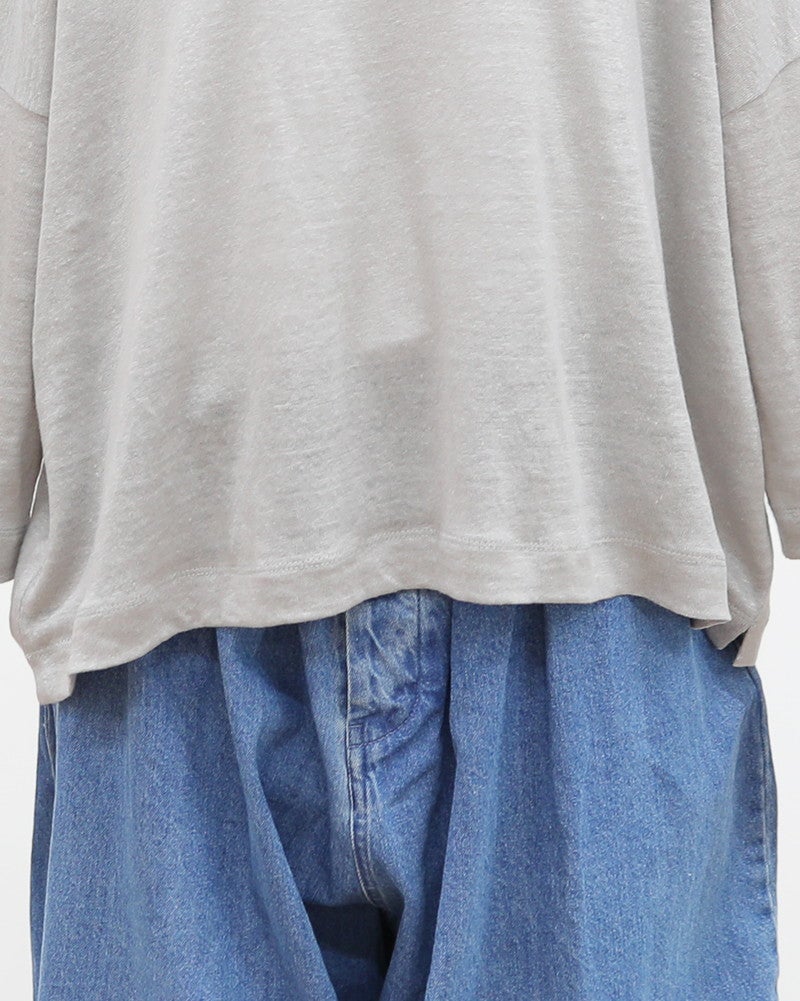 ［mao made］ベルギーリネン7分袖ワイドTEE