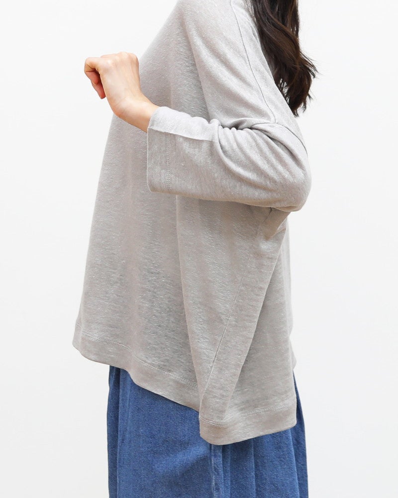 ［mao made］ベルギーリネン7分袖ワイドTEE