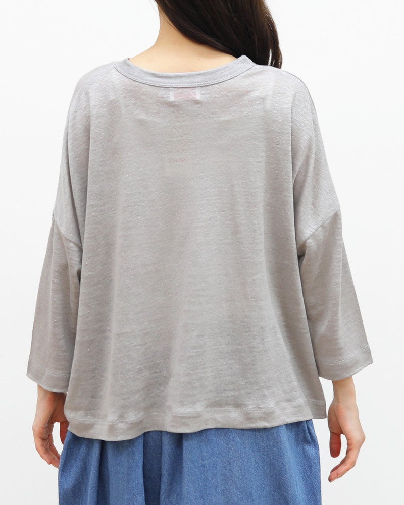 30％OFF】［mao made］ベルギーリネン7分袖ワイドTEE／マオメイド