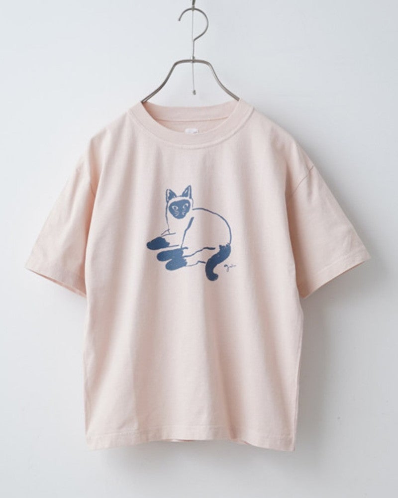 ［grin］オーガニックエーゲ海シャム猫プリントTシャツ