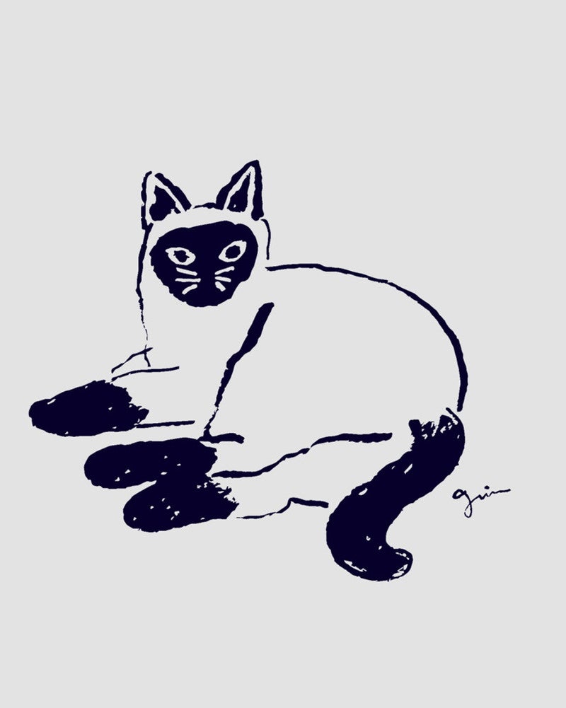 ［grin］オーガニックエーゲ海シャム猫プリントTシャツ