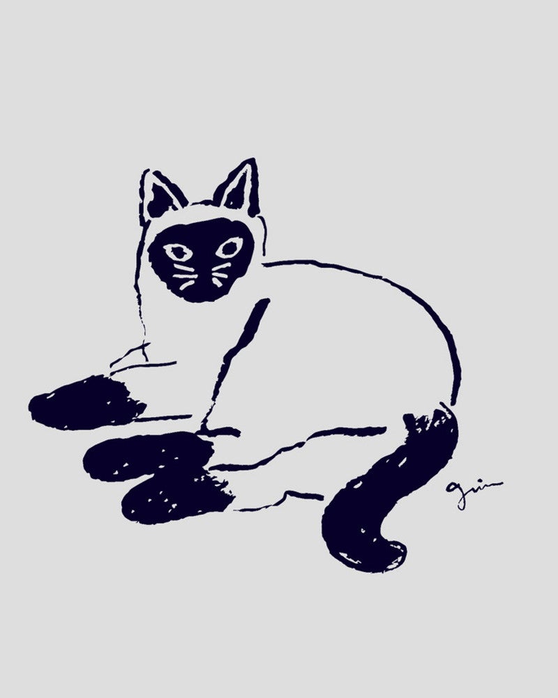 ［grin］オーガニックエーゲ海シャム猫プリントTシャツ