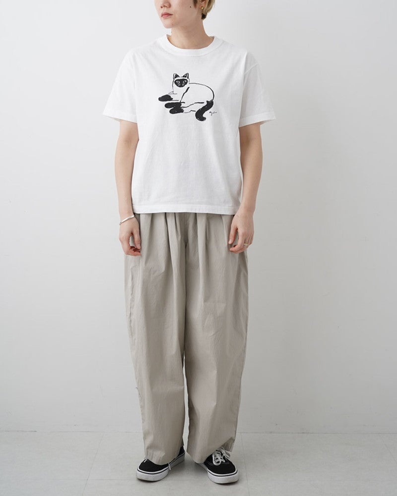 ［grin］オーガニックエーゲ海シャム猫プリントTシャツ