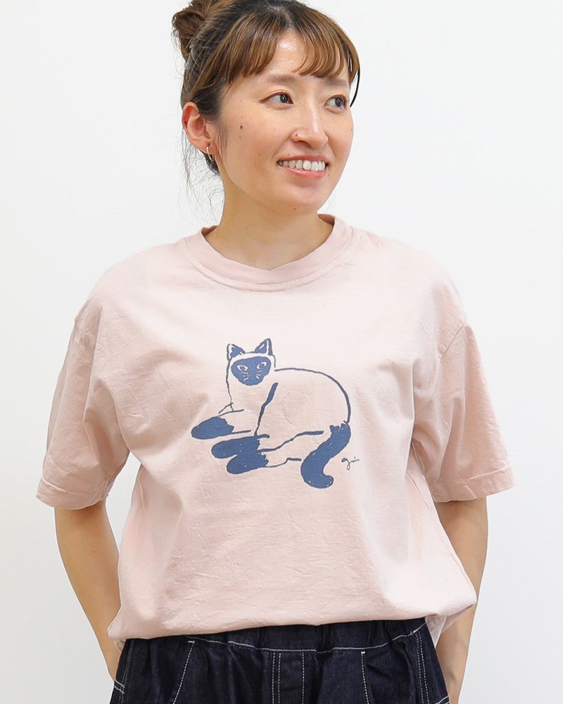 ［grin］オーガニックエーゲ海シャム猫プリントTシャツ