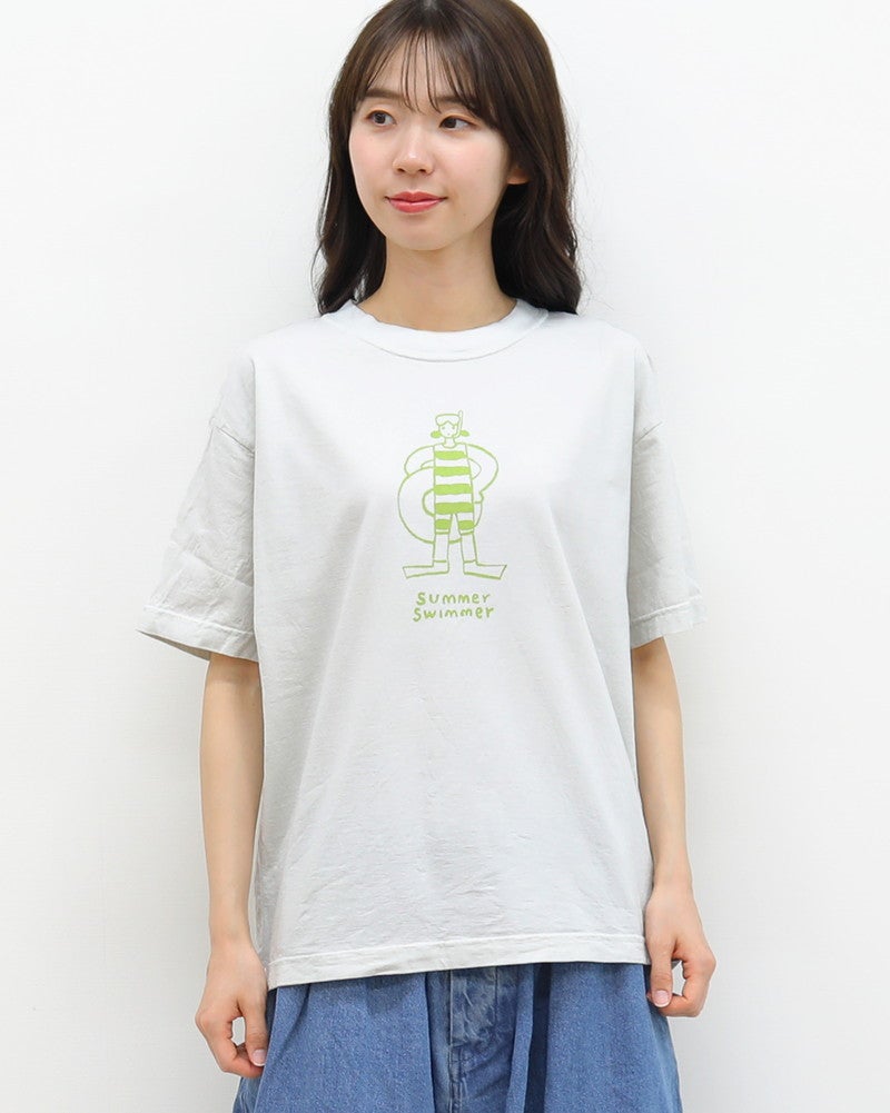 ［grin］オーガニックエーゲ海サマースイマープリントTシャツ