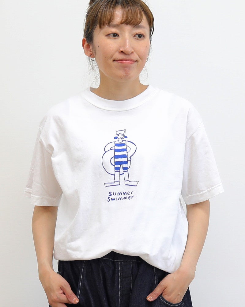［grin］オーガニックエーゲ海サマースイマープリントTシャツ
