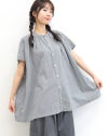 ［NATURAL LAUNDRY］エクリュギンガムワイドギャザーシャツ