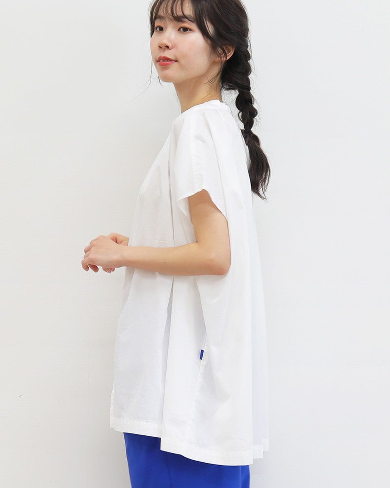 ［NATURAL LAUNDRY］エクリュギンガムワイドギャザーシャツ