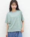 ［DANTON］ショート丈半袖Tシャツ ストライプ