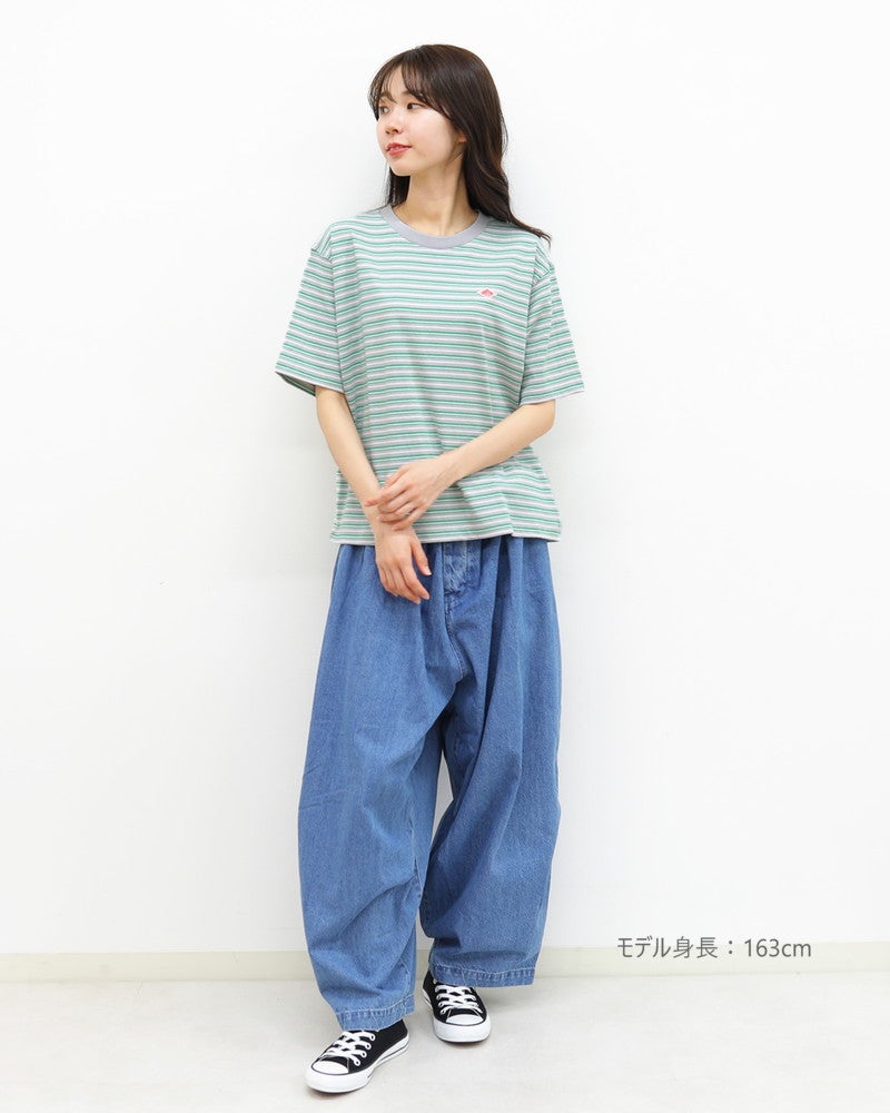 ［DANTON］ショート丈半袖Tシャツ ストライプ
