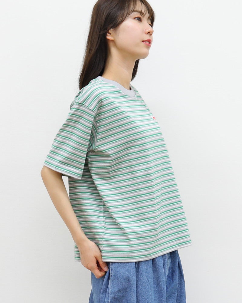 ［DANTON］ショート丈半袖Tシャツ ストライプ