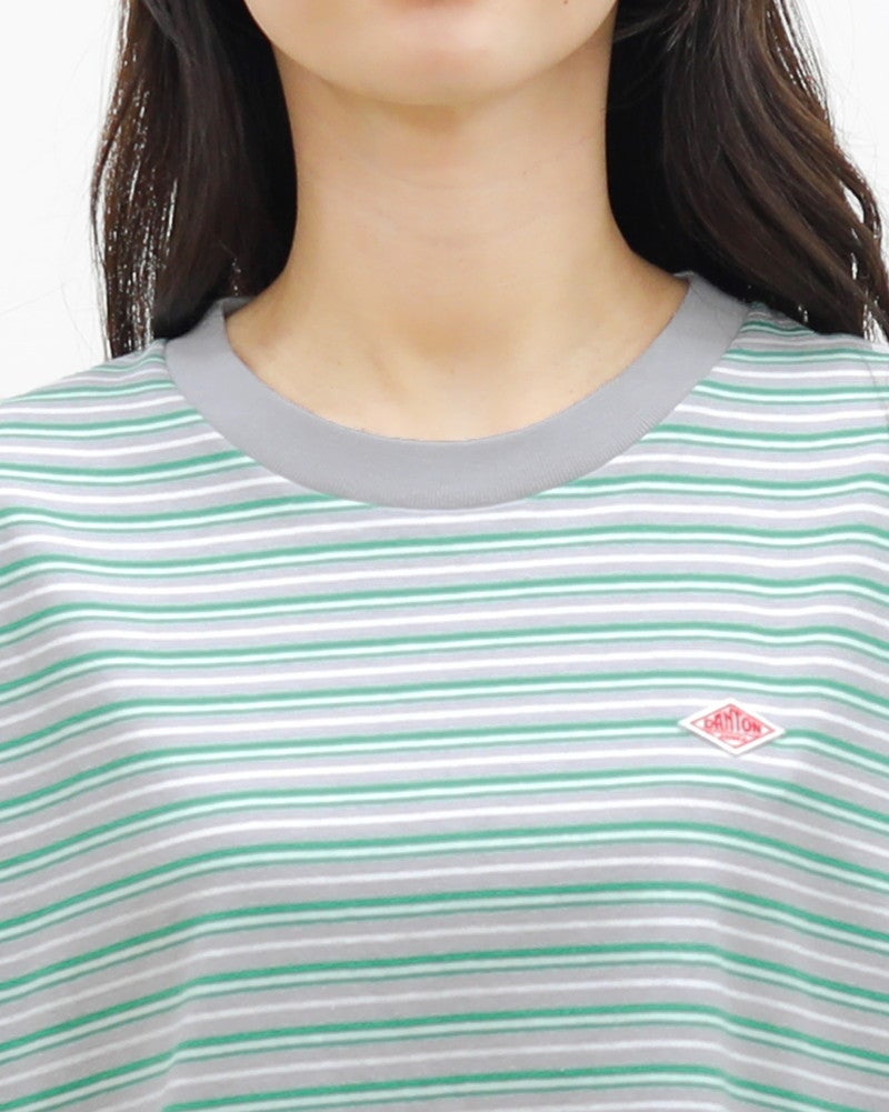 ［DANTON］ショート丈半袖Tシャツ ストライプ