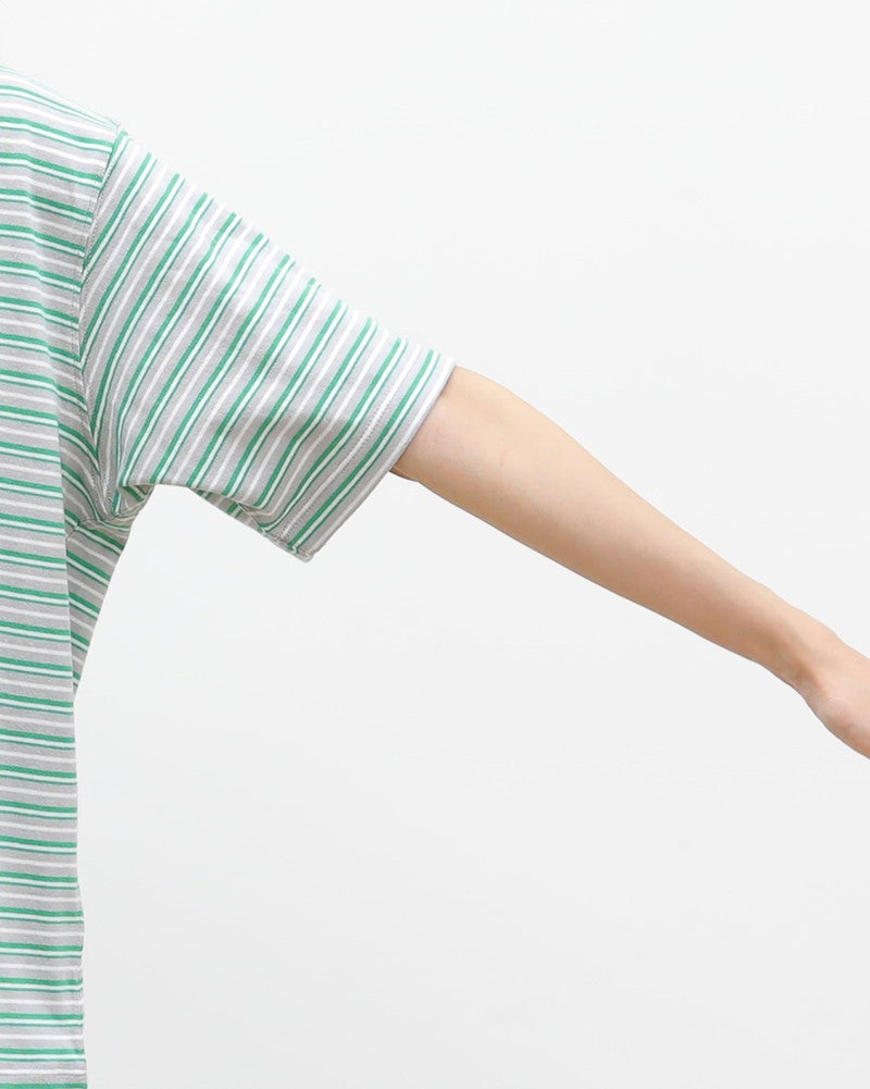 ［DANTON］ショート丈半袖Tシャツ ストライプ