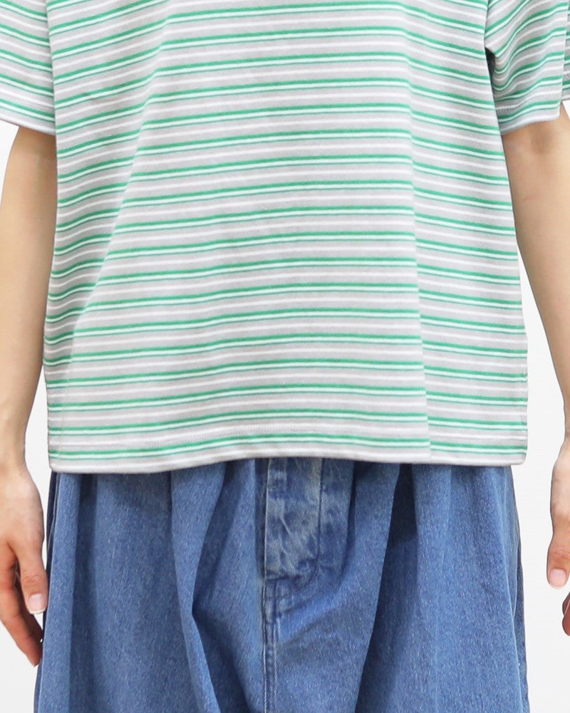 ［DANTON］ショート丈半袖Tシャツ ストライプ