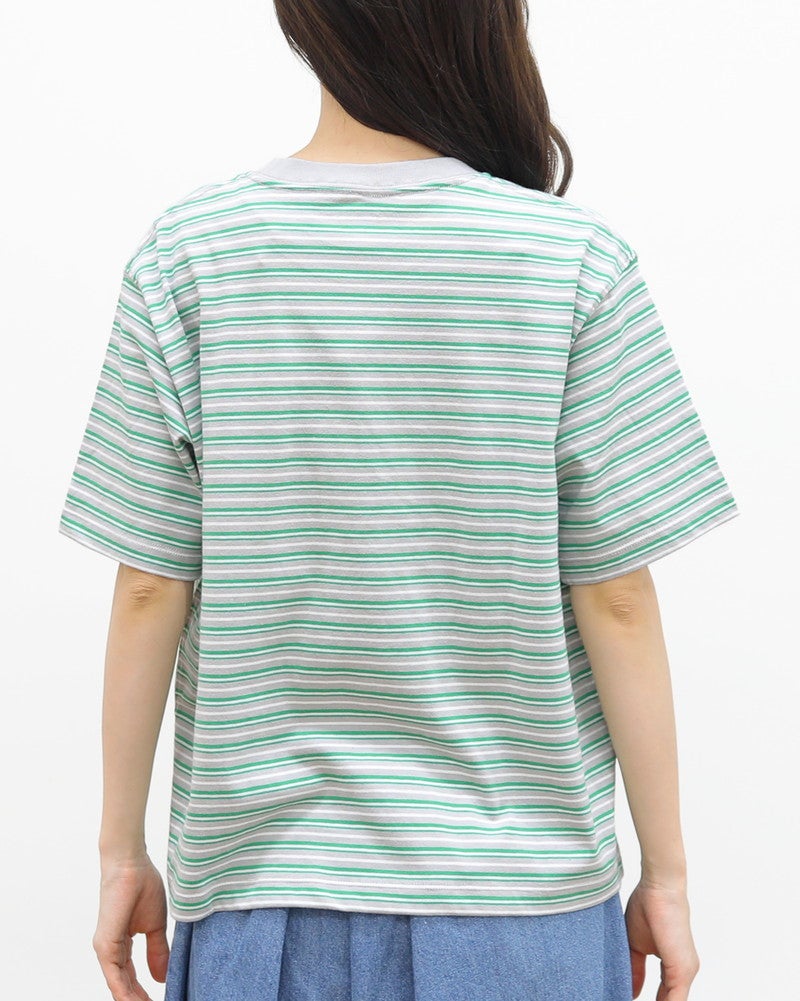 ［DANTON］ショート丈半袖Tシャツ ストライプ