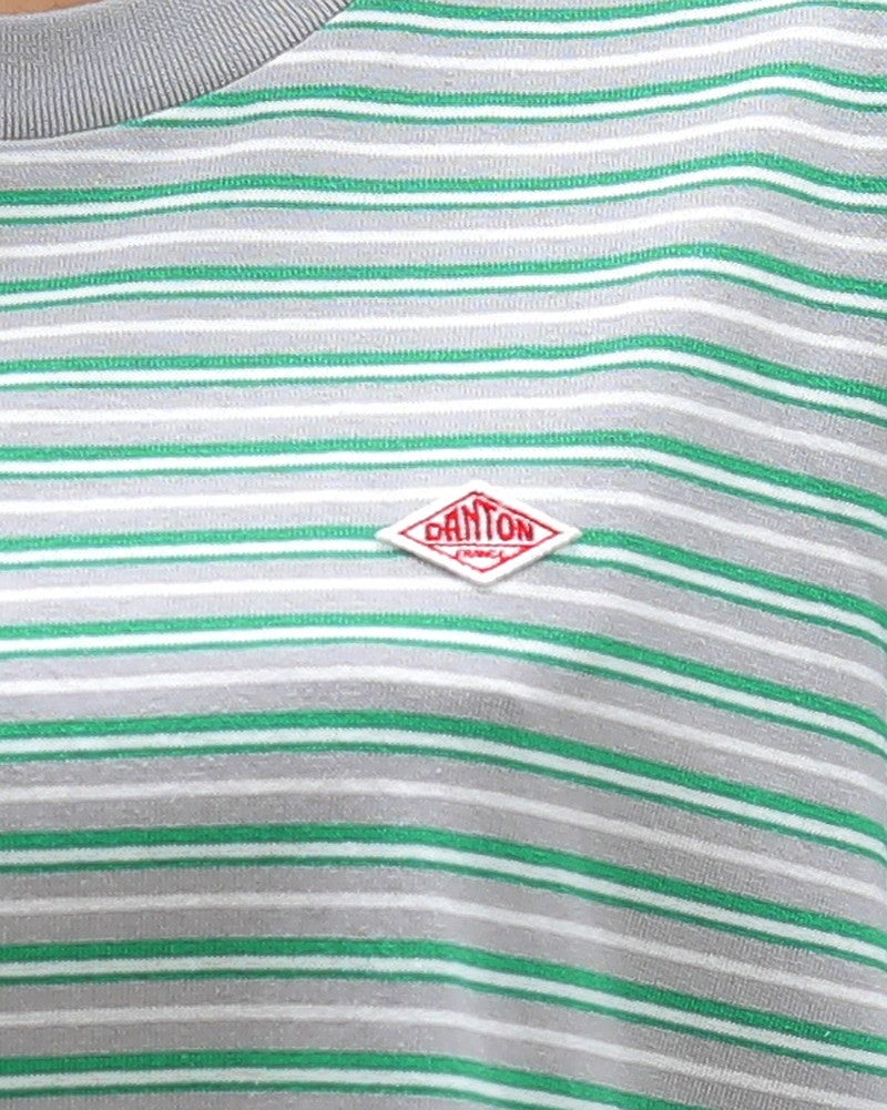 ［DANTON］ショート丈半袖Tシャツ ストライプ