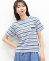 ［THOUSAND MILE］ショートスリーブコンパクトTシャツ ストライプ