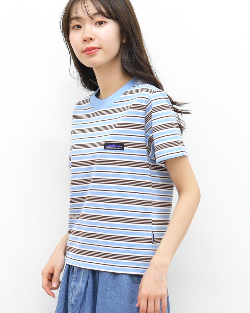 ［THOUSAND MILE］ショートスリーブコンパクトTシャツ ストライプ