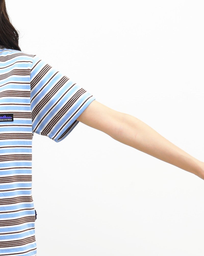 ［THOUSAND MILE］ショートスリーブコンパクトTシャツ ストライプ