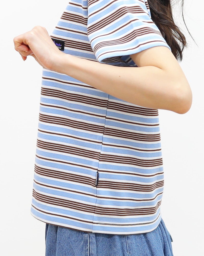 ［THOUSAND MILE］ショートスリーブコンパクトTシャツ ストライプ