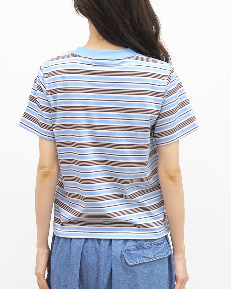 ［THOUSAND MILE］ショートスリーブコンパクトTシャツ ストライプ