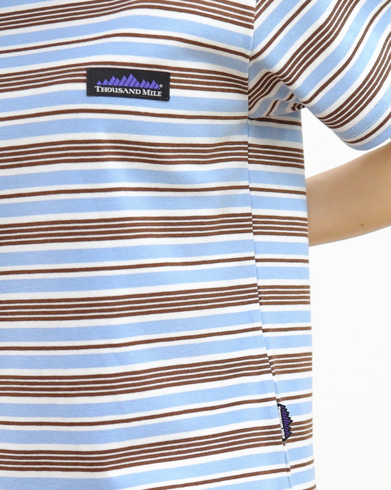 ［THOUSAND MILE］ショートスリーブコンパクトTシャツ ストライプ