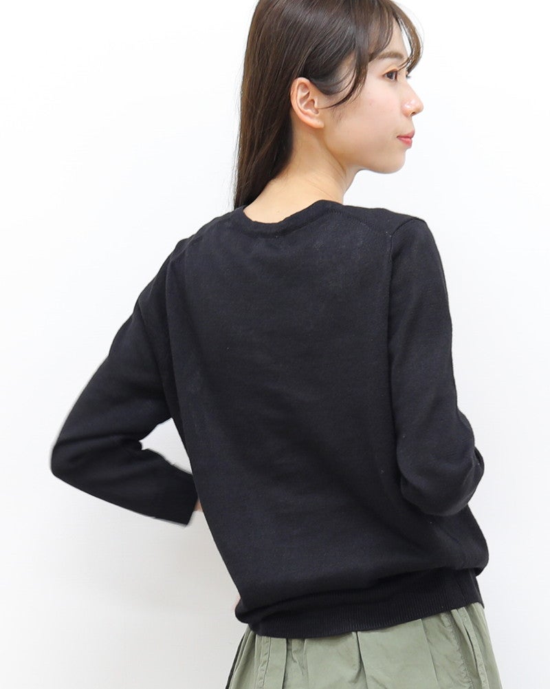 ［mao made］リネンクルーネックカーディガン