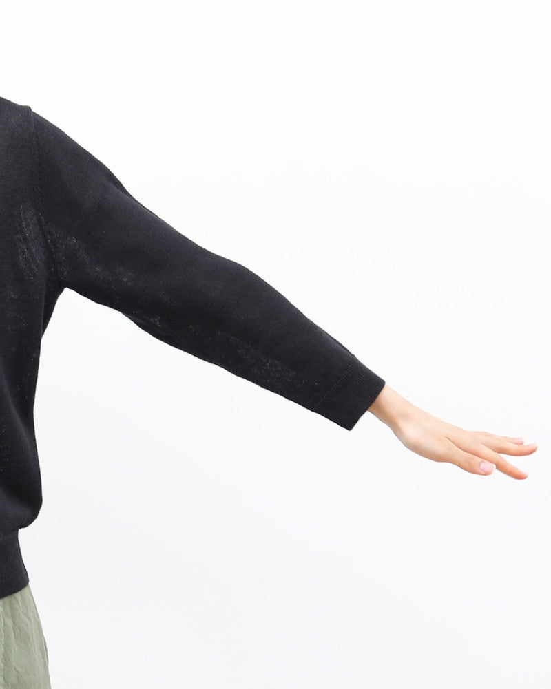 ［mao made］リネンクルーネックカーディガン