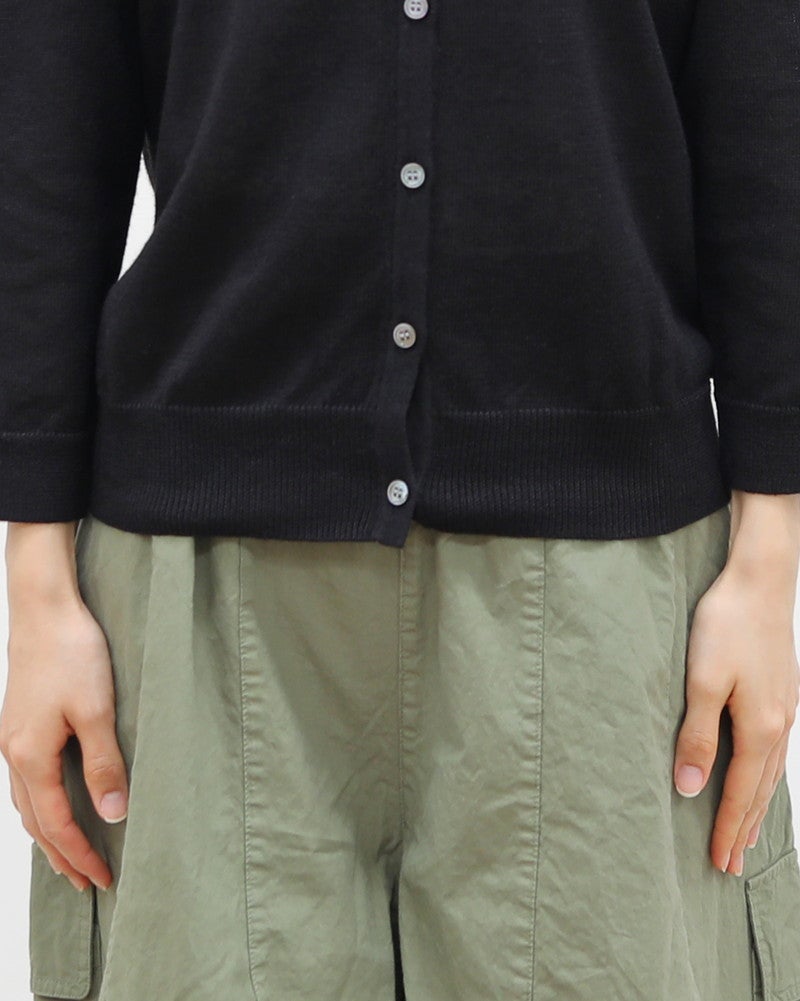 ［mao made］リネンクルーネックカーディガン