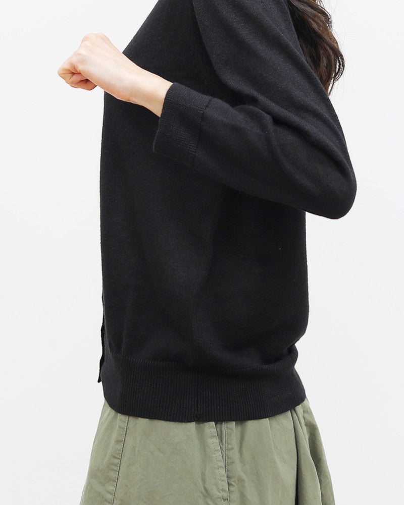 ［mao made］リネンクルーネックカーディガン