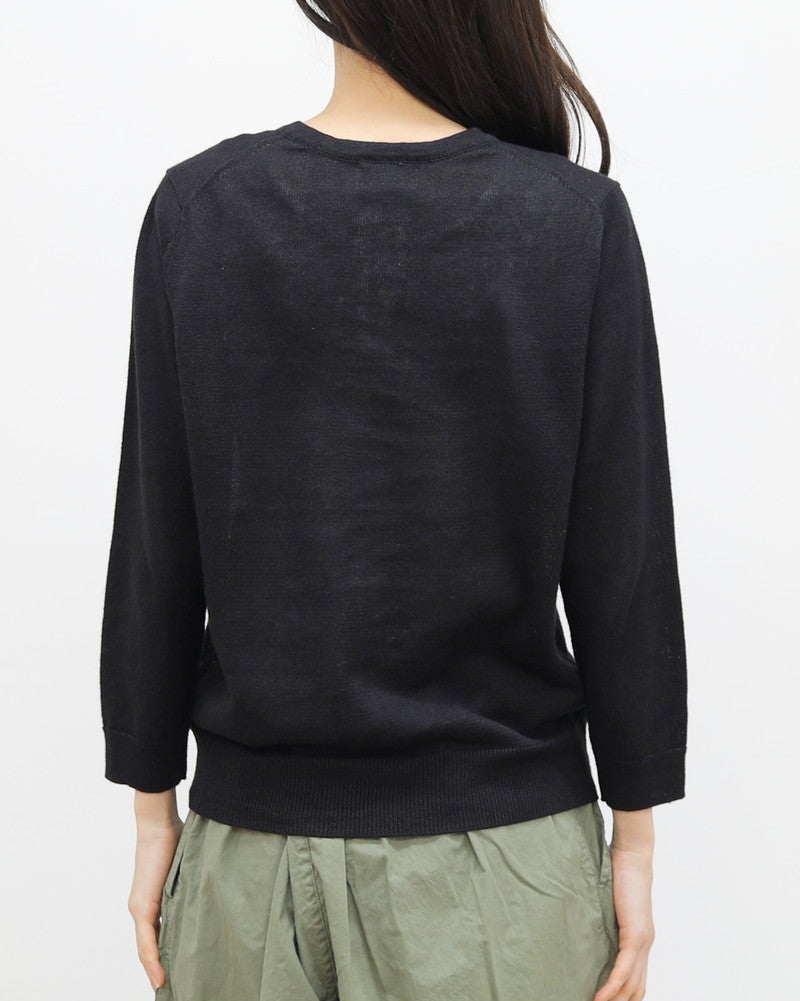 ［mao made］リネンクルーネックカーディガン