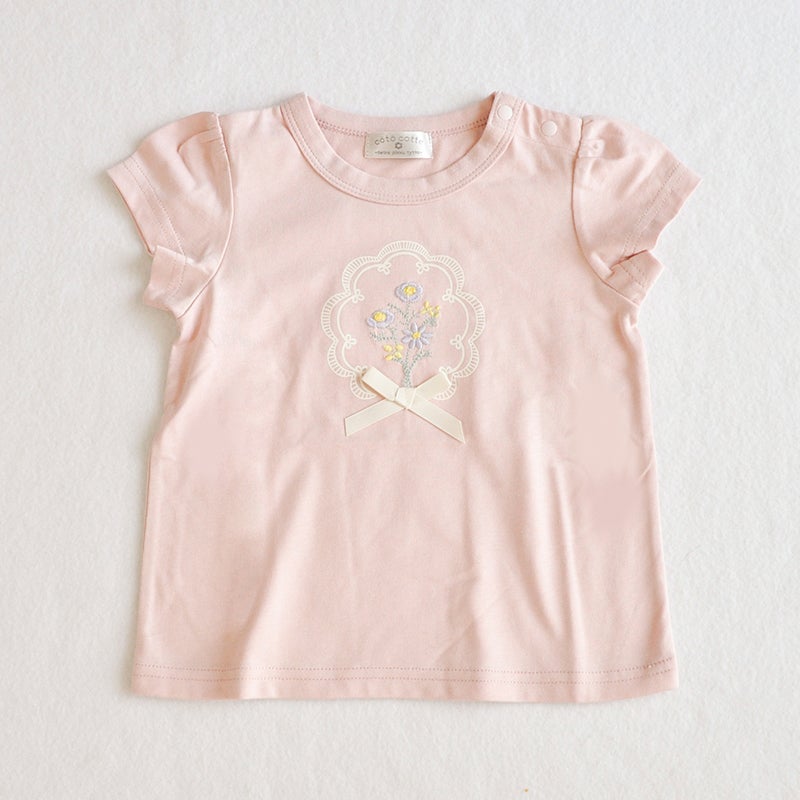 10％OFF】［coto cotte］花刺繍モチーフTシャツ キッズ／コトコト