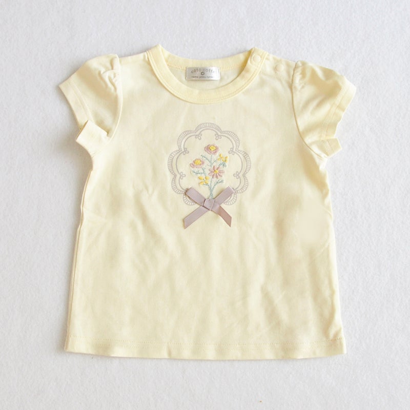 10％OFF】［coto cotte］花刺繍モチーフTシャツ キッズ／コトコト
