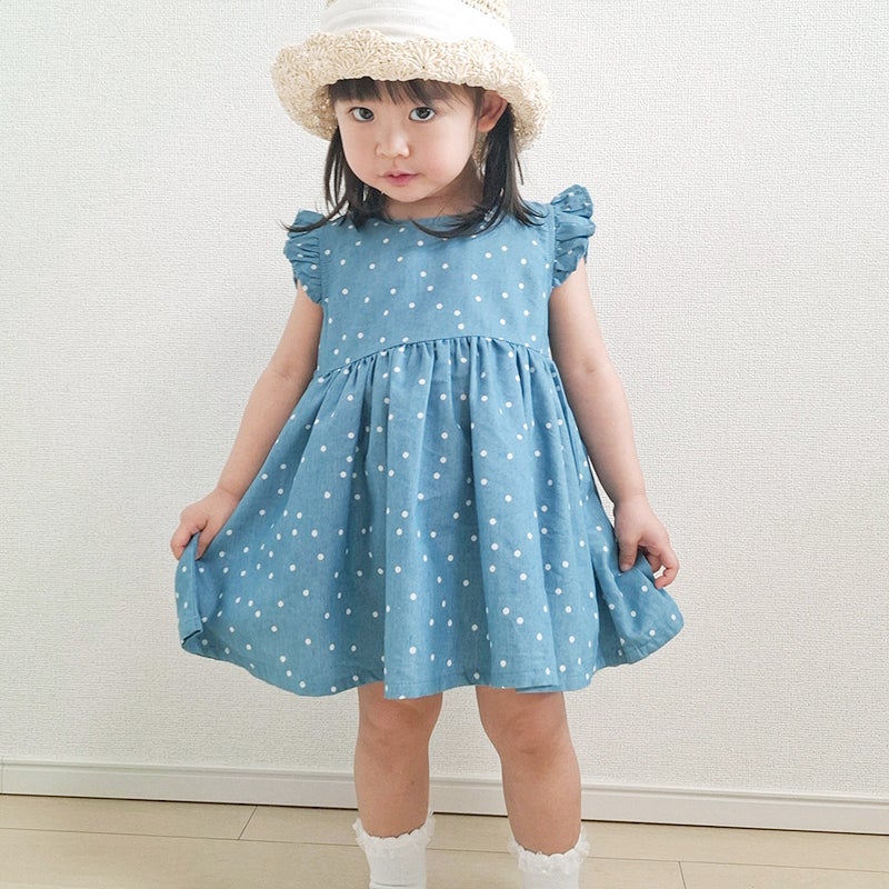 30％OFF】［coto cotte］デニムドットワンピース キッズ／コトコト