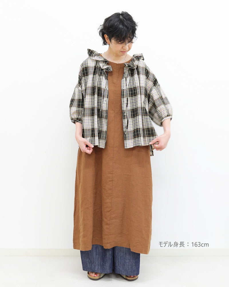 ［UNPLE］モールチェックフリルカラーブラウス