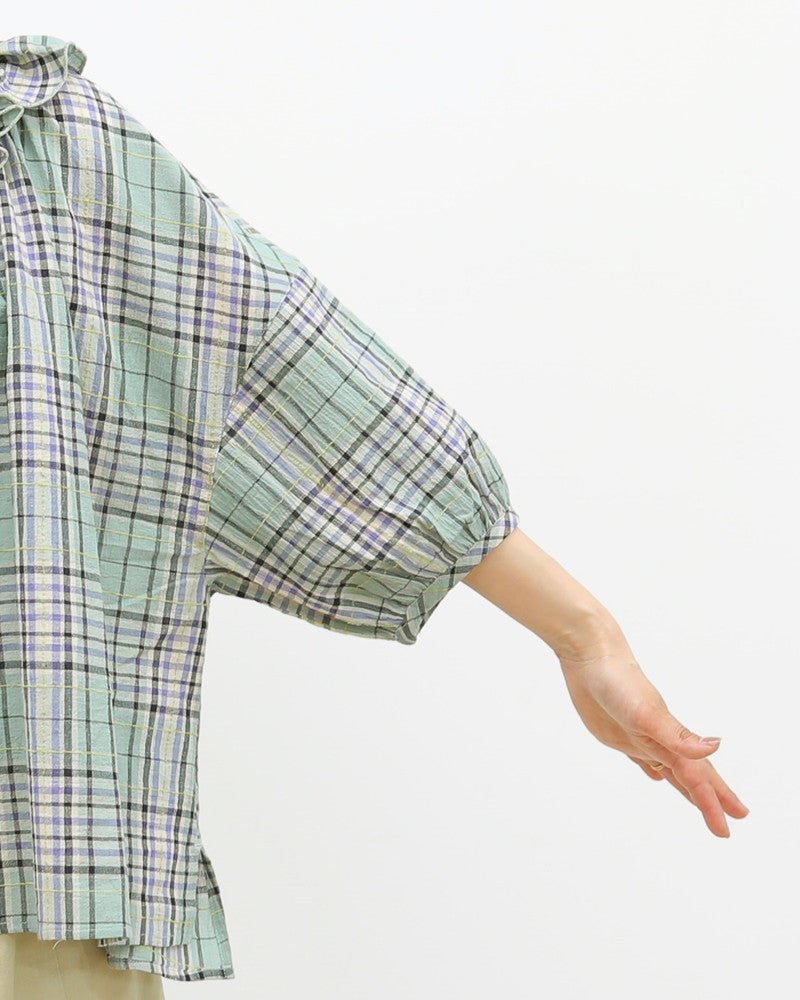 ［UNPLE］モールチェックフリルカラーブラウス