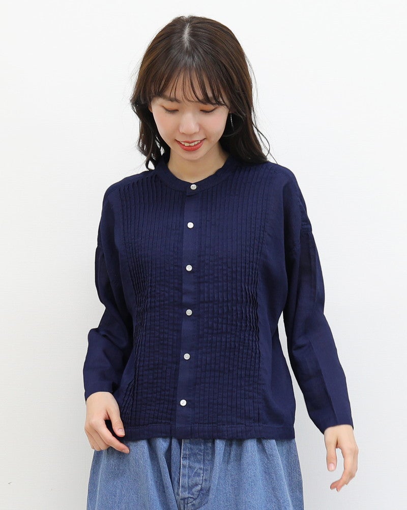 ［FURALI］ブロード デニムピンタックシャツカーデ