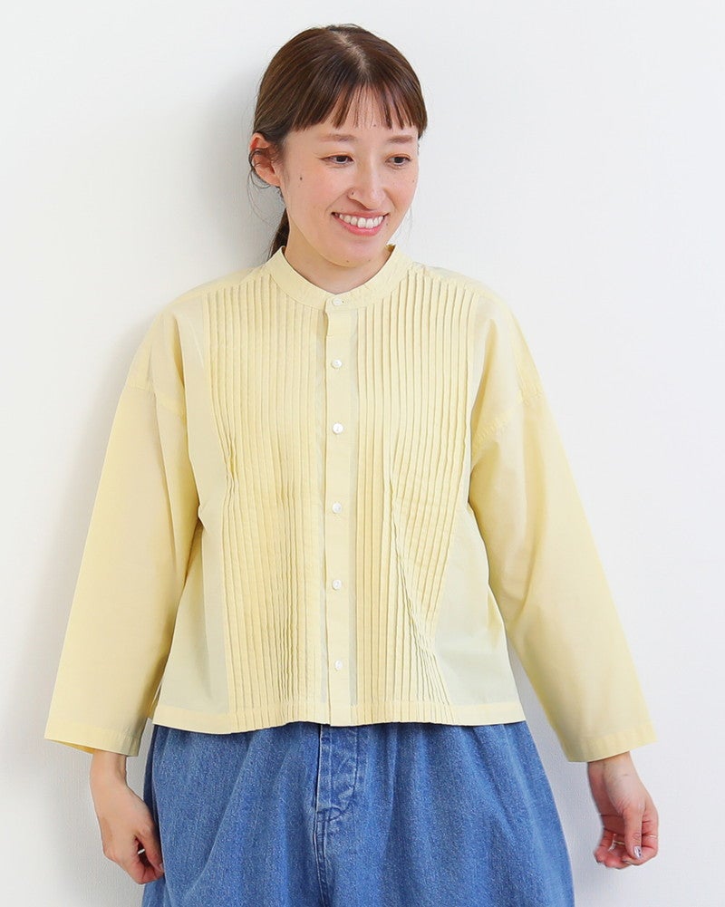 ［FURALI］ブロード デニムピンタックシャツカーデ